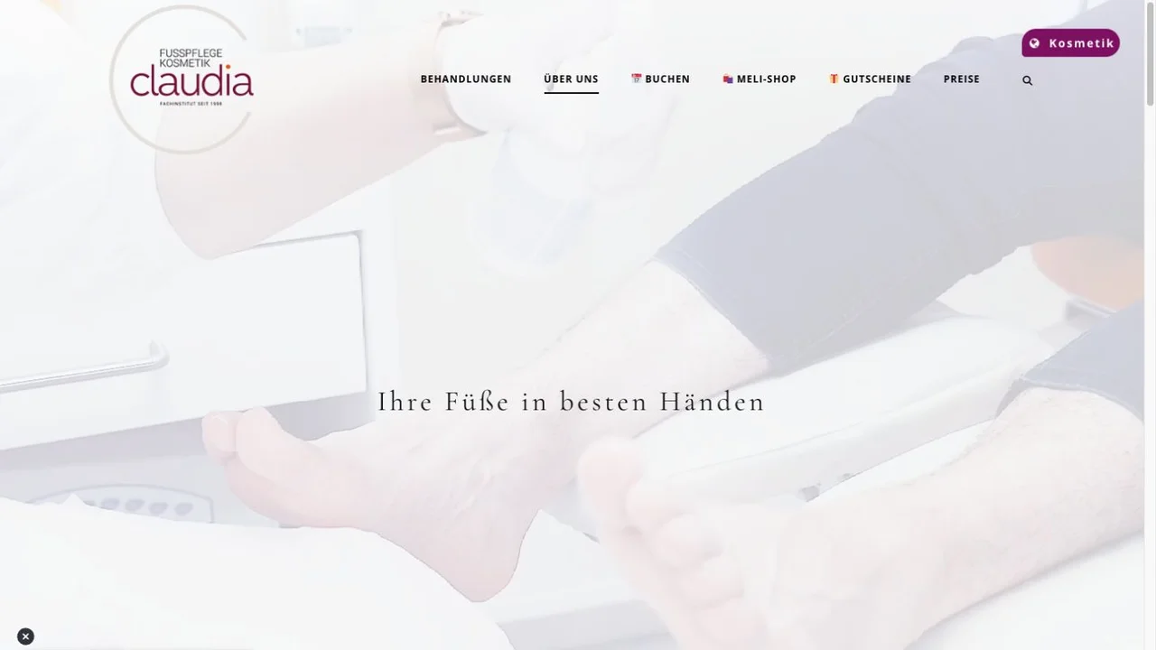 Screenshot der Website von Fußpflege Claudia