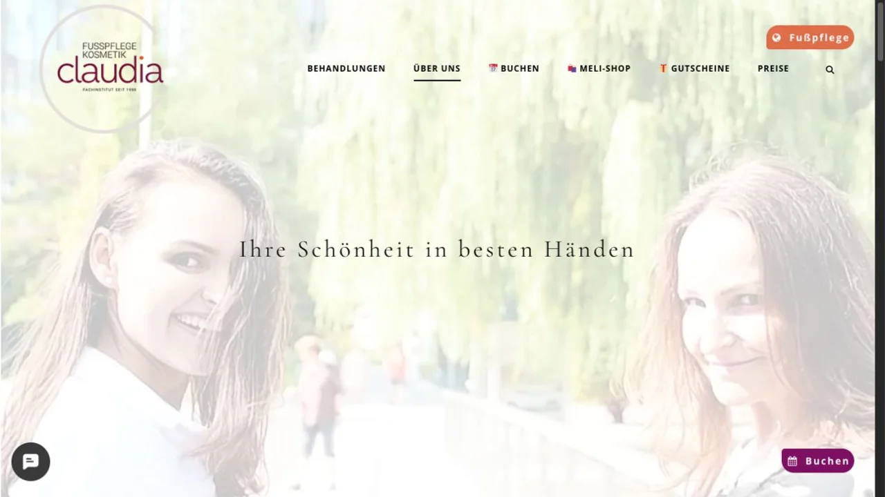 Screenshot der Website von Kosmetik Claudia