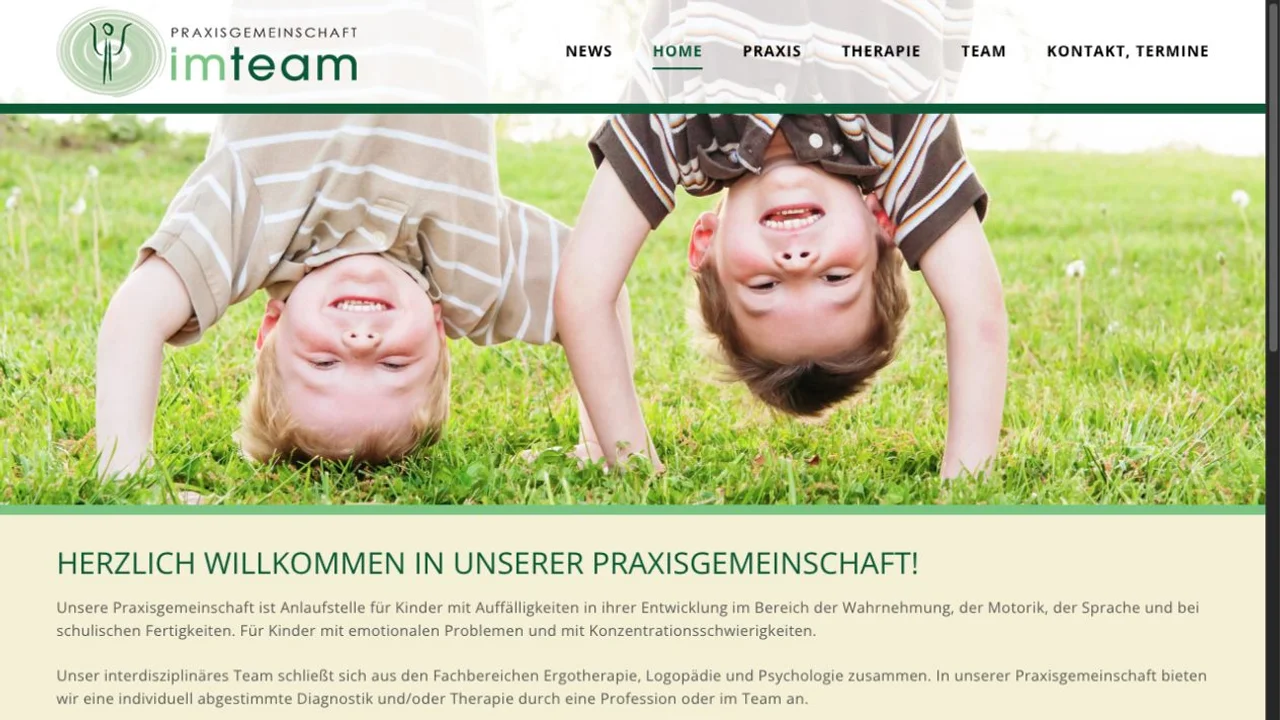 Screenshot der Website von Praxis im Team